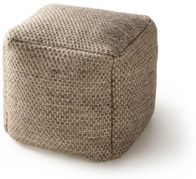 benuta Pure Pouf in lana fatto a mano Rocco Taupe 45x45x45 cm - Tappeto fibra naturale