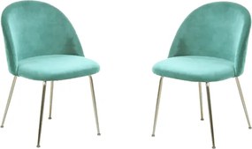 Sedia poltroncina in velluto Acquamarina con gambe in metallo Oro - PARIS 2 sedie