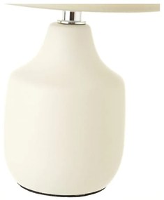 Lampada da tavolo in ceramica bianca e crema con paralume in tessuto (altezza 24 cm) - Casa Selección