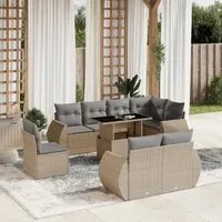 Set Divano da Giardino 9 pz con Cuscini Beige in Polyrattan 3268669