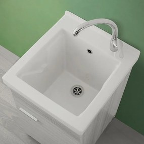 Mobile lavatoio in ceramica grigio 45x50 cm kit scarico incluso