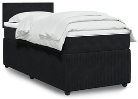 Giroletto A Molle Con Materasso Nero 80x200 Cm İn Velluto /