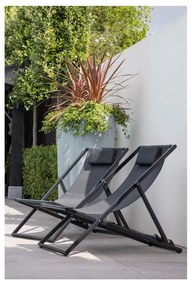 Sedia a sdraio da giardino pieghevole in metallo nero Esper - Exotan