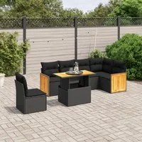 Set Divani da Giardino con Cuscini 7pz Nero Polyrattan 3273981