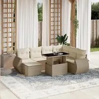 Set Divano da Giardino 8 pz con Cuscini Beige in Polyrattan 3268698