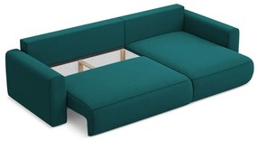 Divano angolare turchese allungabile/con contenitore (con penisola a destra/con chaise lounge) con rivestimento in velluto Kapua – Makamii