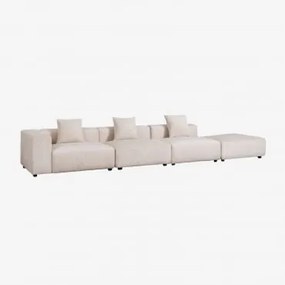 Divano Componibile Angolare Sinistro 3 Pezzi Con Puff (↔︎450 Cm) Bruna Velluto A Coste Beige Lin - Sklum