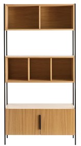 Libreria impiallacciatura rovere base metallo nero SILKA