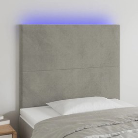 Testiera A Led Grigio Chiaro 100x5x118/128 Cm İn Velluto /