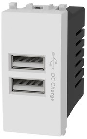 Presa USB a 2 posti bianca compatibile anche con Vimar Plana