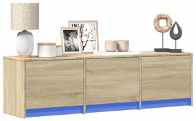 Mobile Porta Tv Con Led Rovere Sonoma 140x34x40cm İn Truciolato /