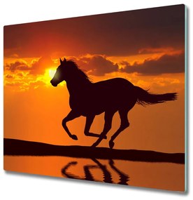 Tagliere in vetro Cavallo tramonto 60x52 cm