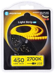 Aigostar - Striscia LED 2m 4,9W 5V 2700K IP65 nera