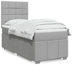 Giroletto A Molle Con Materasso Grigio Chiaro 90x200 Cm Tessuto /