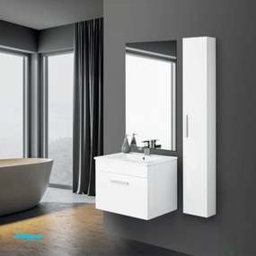 Mobile Bagno Sospeso "Show" Da 60 Cm Composto Da Un'Anta Finitura Bianco Laccato