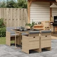 Set Pranzo da Giardino 5 pz con Cuscini Beige Misto Polyrattan 3210540