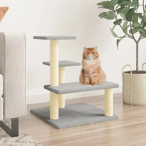 Albero per gatti con tiragraffi in sisal grigio chiaro 61 cm
