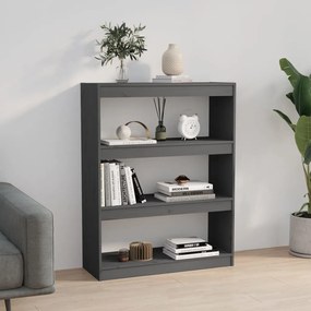 Libreria/divisorio grigio 80x30x103,5 cm in massello di pino