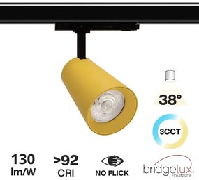 Faro LED 40W Trifase Giallo CRI92 Bianco Variabile 38° - Bridgelux LED Colore Bianco Variabile CCT