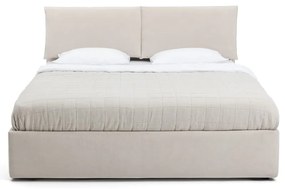 Letto matrimoniale imbottito beige con contenitore, materasso e rete inclusi 180x200 cm Thessa Pillow – Bonami Selection
