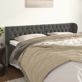 Testiera Ad Orecchio Grigio Scuro 203x23x78/88 Cm İn Velluto /