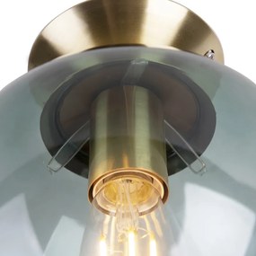 Plafoniera Art Déco in ottone con vetro verde - Pallon