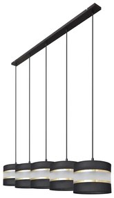 Lampadario a sospensione con filo HELEN 5xE27/15W/230V nero/oro