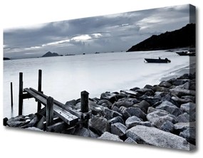 Quadro su tela Paesaggio di pietre della spiaggia 100x50 cm