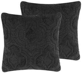 Set di 2 cuscini cotone motivo in rilievo grigio scuro 45 x 45 cm PAIKA Beliani