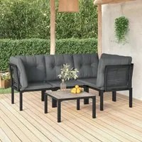 Set Salotto da Giardino 5 pz Nero e Grigio in Polyrattan 3187752