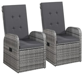 Set mobili da pranzo per giardino 3 pz con cuscini grigio