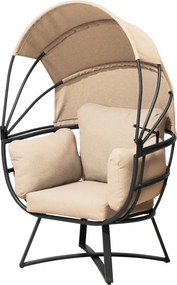 Poltrona da giardino in metallo beige con tettuccio parasole Delos - Garden Pleasure