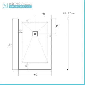 Piatto doccia 90x130 in resina riducibile bianco effetto pietra - Karen