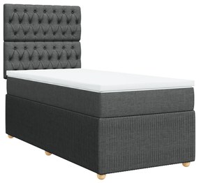 Giroletto a molle con materasso grigio scuro 90x190 cm tessuto