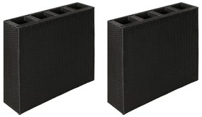 Letti Rialzati Da Giardino Con 4 Vasi 2 Pz İn Polyrattan Nero /