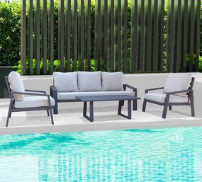 PERCY - salotto da giardino in alluminio e corda 5 posti