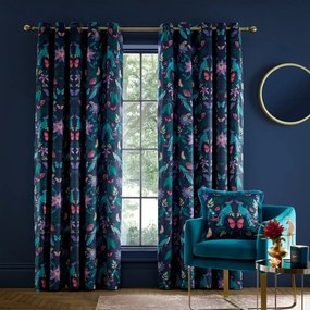 Tende blu in set da 2 168x229 cm Mya Tropical Floral - Catherine Lansfield