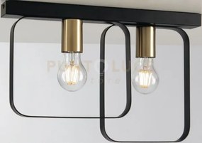 Plafoniera smith nera e oro 2 luci attacco e27 41,5x5x27cm in metallo