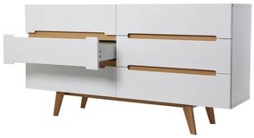 Cassettiera scandinavo bianco lucido e frassino 6 cassetti MELKA