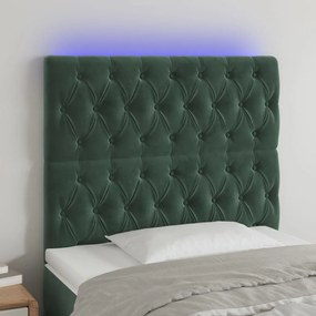 Testiera A Led Verde Scuro 100x7x118/128cm İn Velluto /