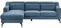 Divano Angolare in tessuto di ciniglia versione sinistra Rivestimento In Poliestere Blu Con Poggiatesta Regolabile Chaise longue Design Moderno