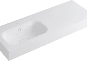 Lavabo a incasso rettangolare vasca a sinistra L 120.5 x H 15 x P 46 cm in resina bianco lucido