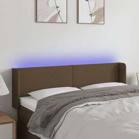Testiera A Led Marrone Scuro 147x16x78/88 Cm İn Tessuto /