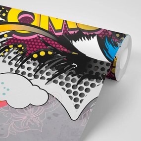 Carta da parati – Occhio graffiti su sfondo grigio
