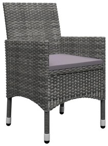 Set Mobili da Pranzo da Giardino 9 pz Polyrattan Acacia Grigio