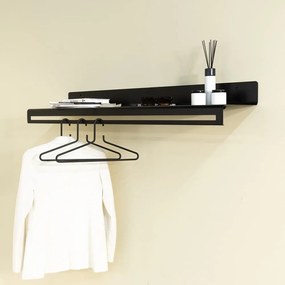 Attaccapanni da parete nero in metallo con scaffale 120 cm Sway – Spinder Design