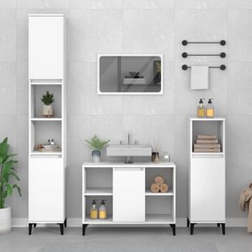 Set Mobili Da Bagno 3 Pz Bianco İn Legno Multistrato /