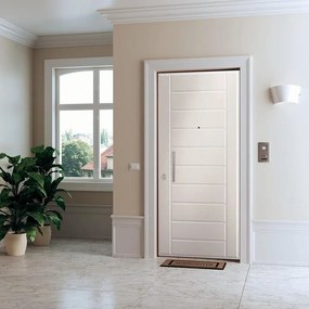 Porta blindata DI.BI. Ariel L 90 x H 210 cm in PVC bianco, apertura spingere a destra, falso telaio incluso