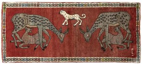 Gabbeh Tappeto 180x80 Rosso (Iran) Annodato A Mano