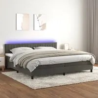 Letto a Molle con Materasso e LED Grigio Scuro 200x200 cm 3134544